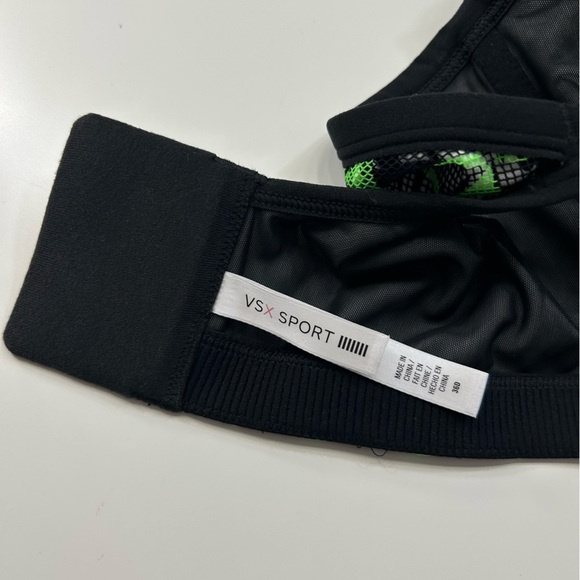 Victoria's Secret VSX Green Knock Out Front Close Sports Bra 32D Gym Workout - Picture 3 of 7